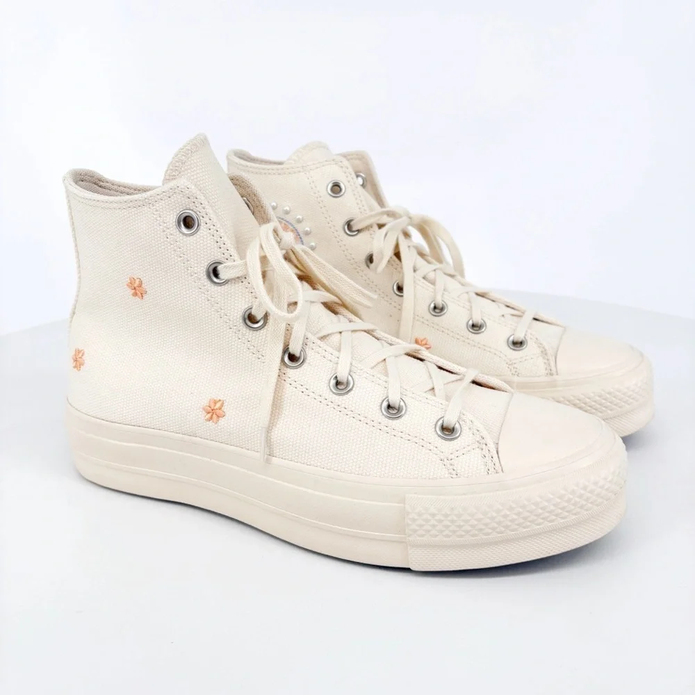 CONVERSE Chuck Taylor All Star Lift Platform Hi Pearls Cream Sneakers 10